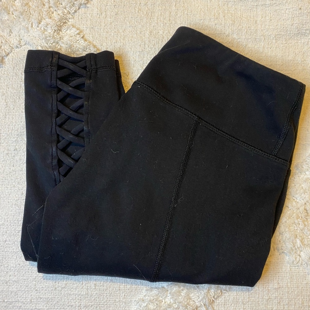 Cute black leggings with strappy back